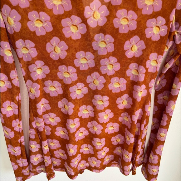 Free People Floral Ruched Blouse in Pink and Orange - Picture 8 of 8